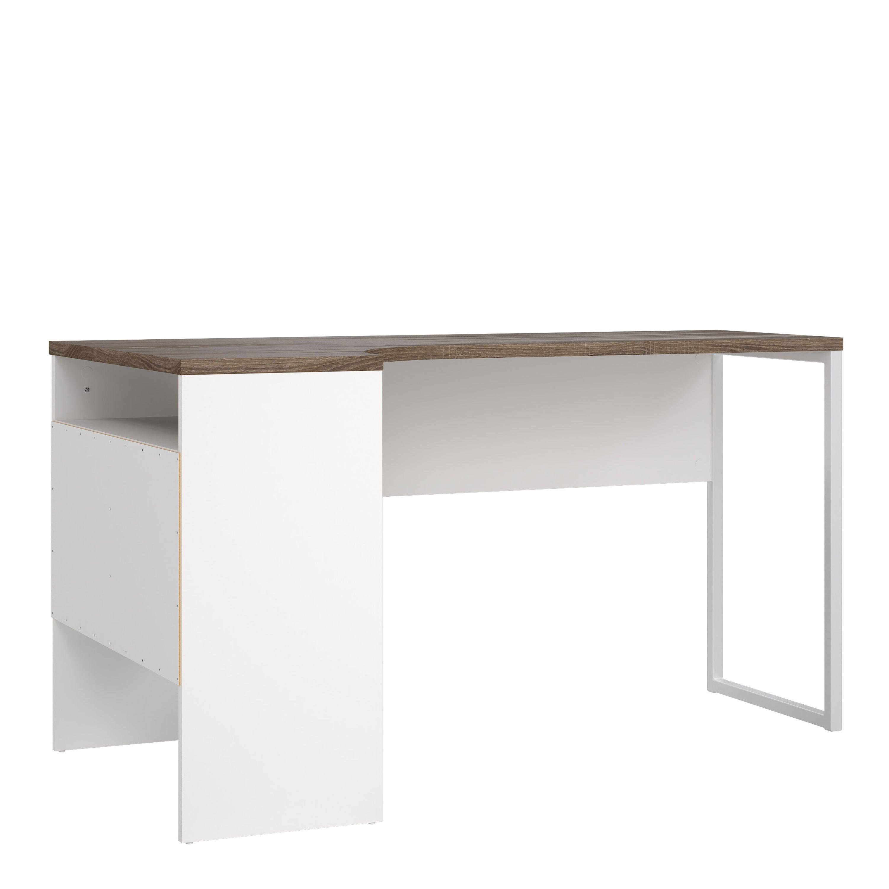 Function Plus Corner Desk 2 Drawers in White and Truffle Oak - image 3