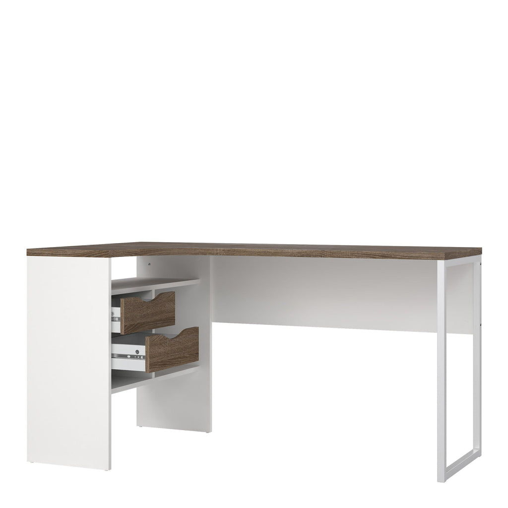 Function Plus Corner Desk 2 Drawers in White and Truffle Oak - image 5
