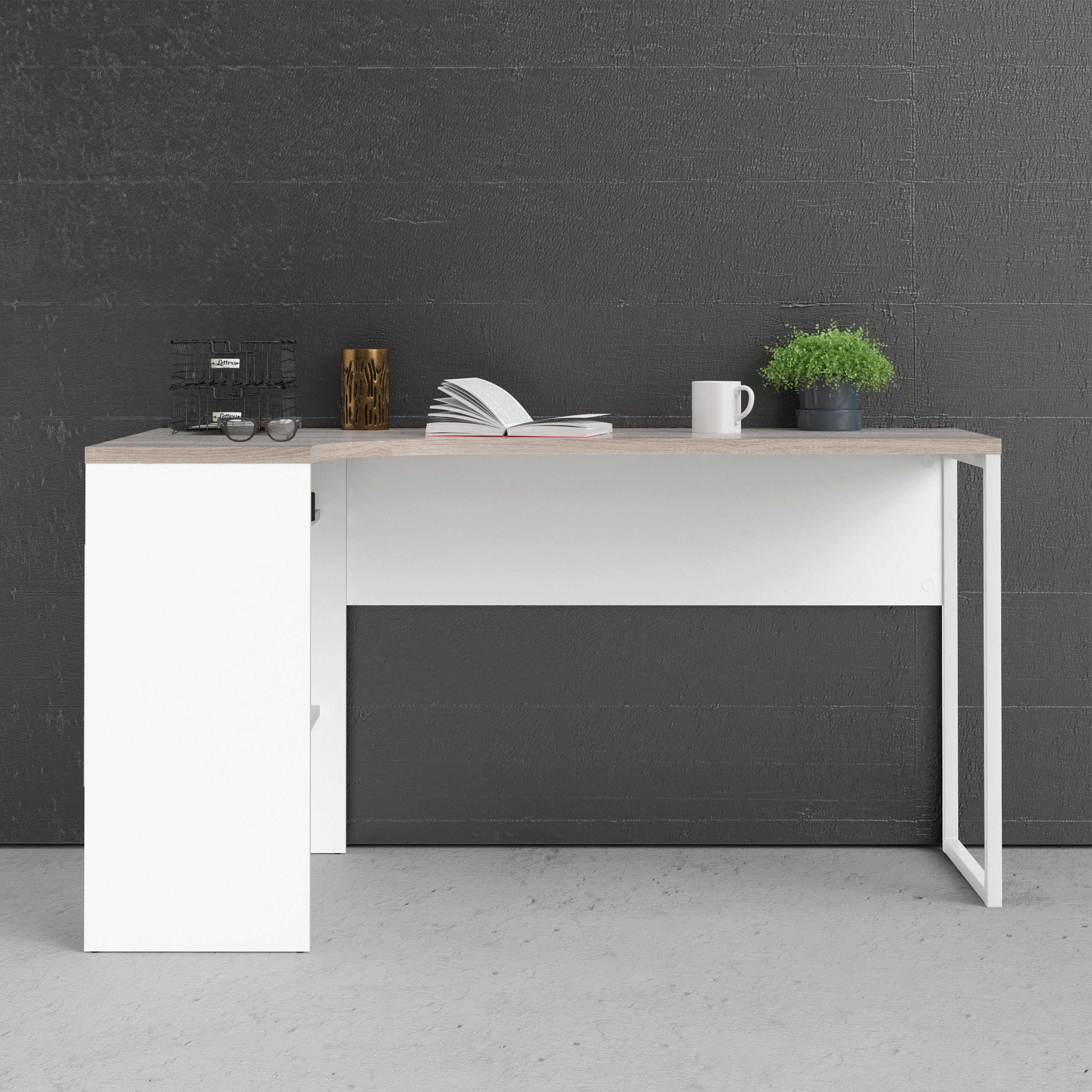 Function Plus Corner Desk 2 Drawers in White and Truffle Oak - image 7