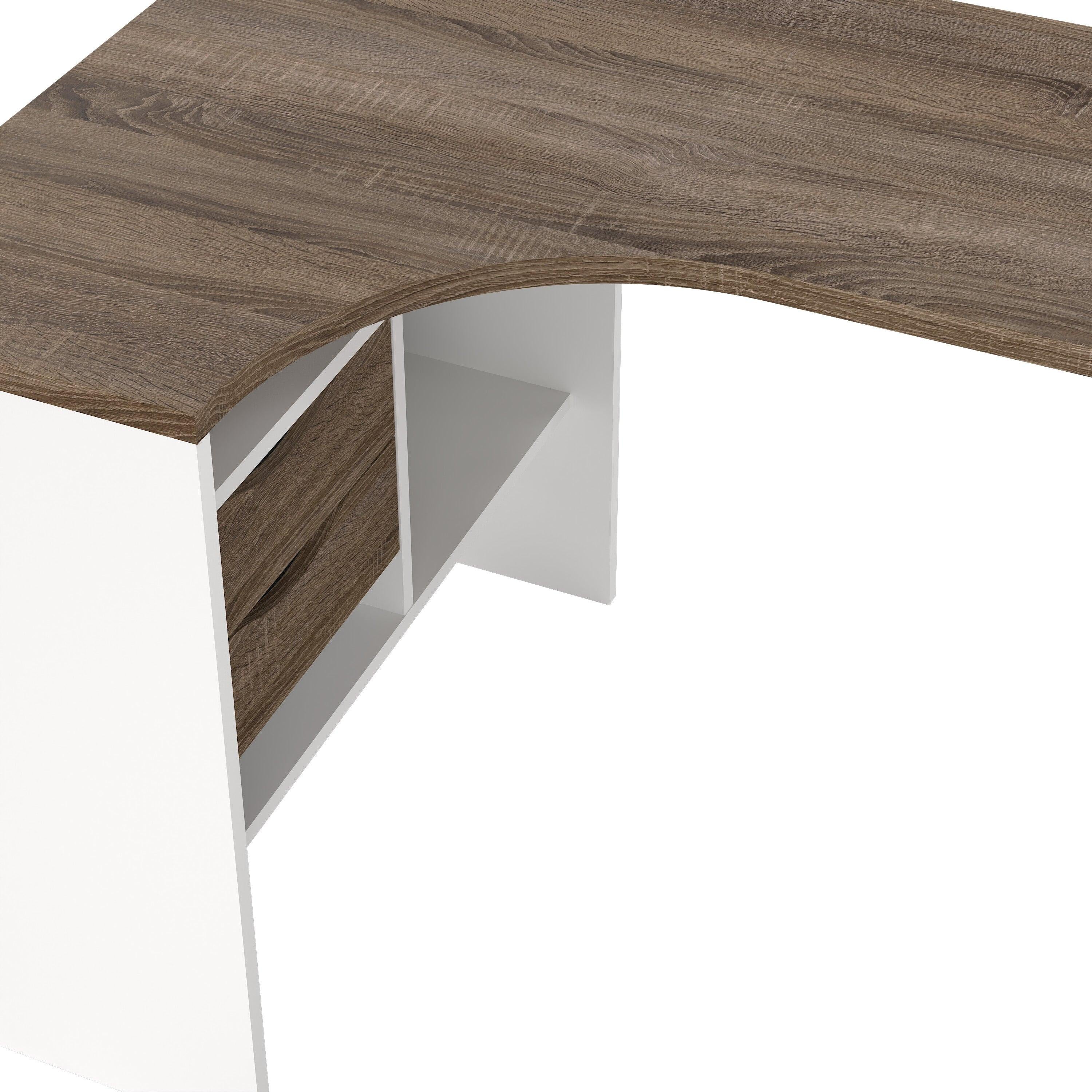 Function Plus Corner Desk 2 Drawers in White and Truffle Oak - image 8