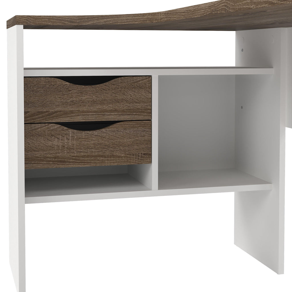 Function Plus Corner Desk 2 Drawers in White and Truffle Oak - image 9