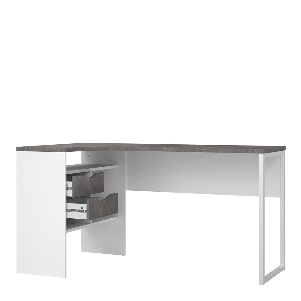 Function Plus Corner Desk 2 Drawers in White and Grey - image 5