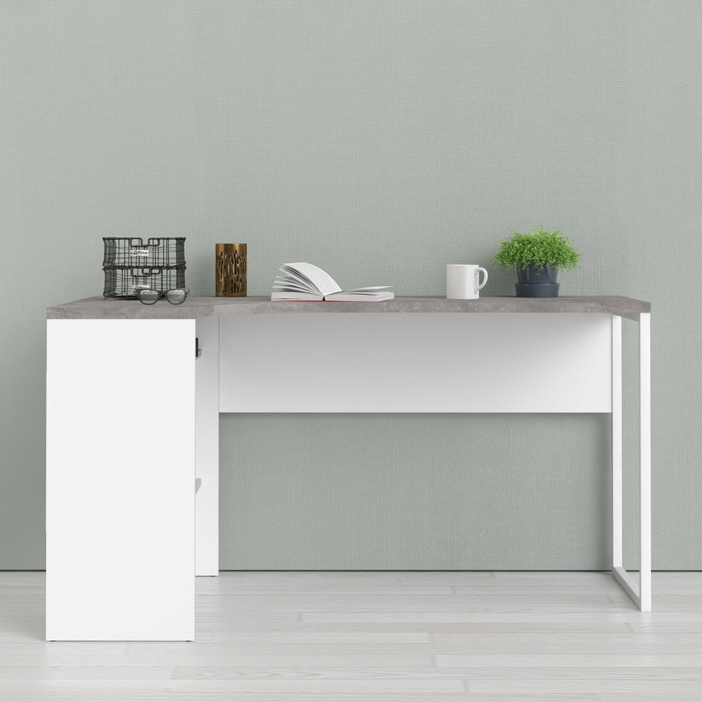 Function Plus Corner Desk 2 Drawers in White and Grey - image 7