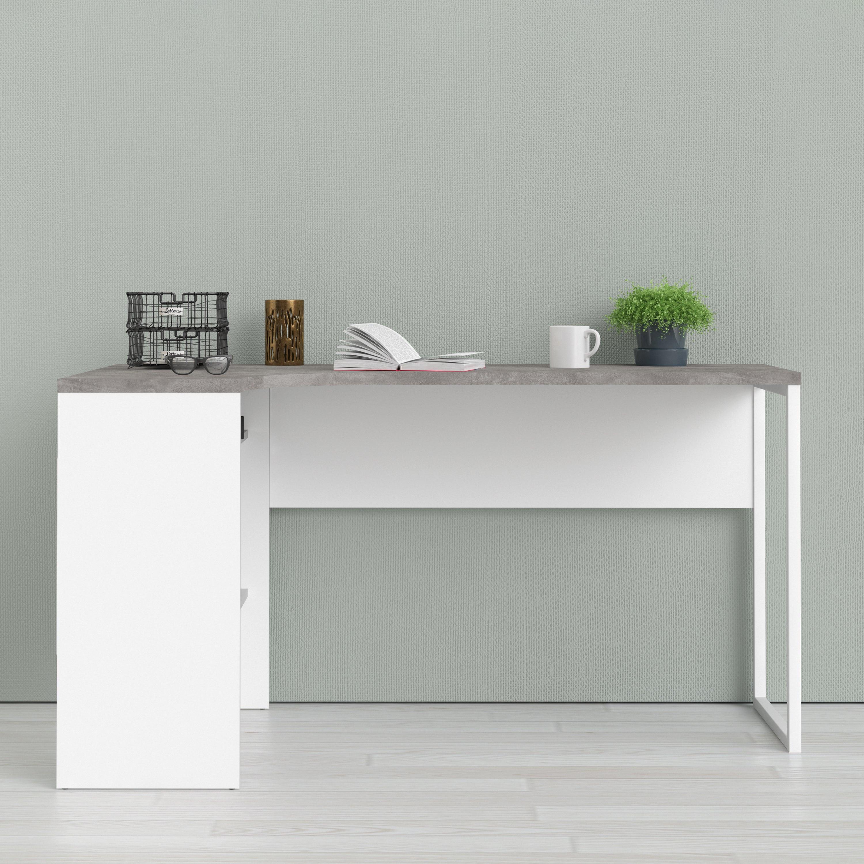 Function Plus Corner Desk 2 Drawers in White and Grey - image 7