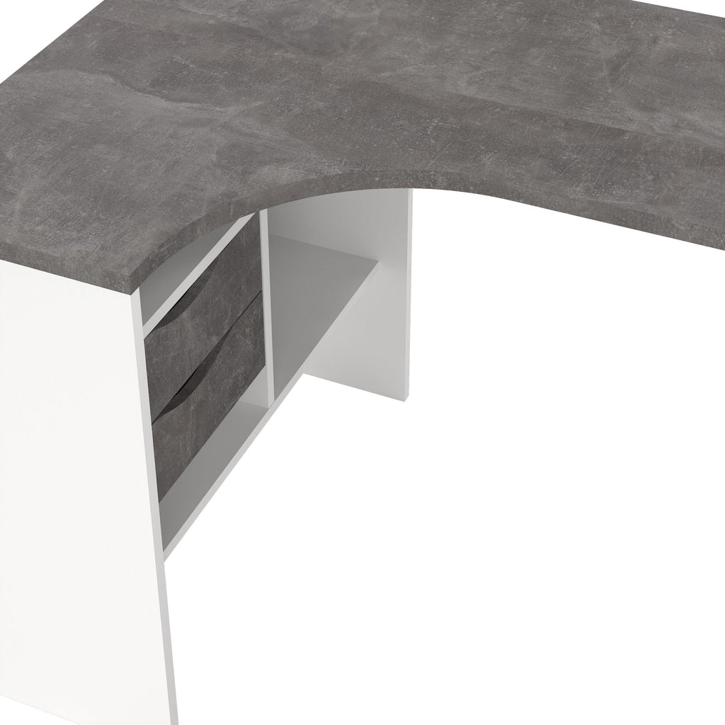 Function Plus Corner Desk 2 Drawers in White and Grey - image 8