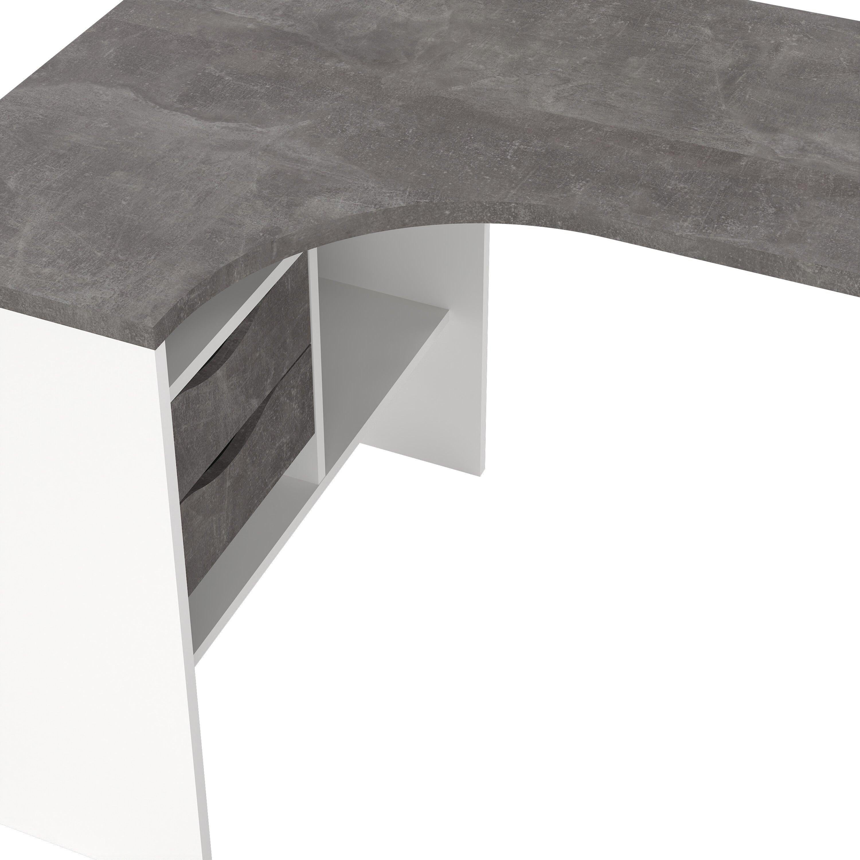 Function Plus Corner Desk 2 Drawers in White and Grey - image 8