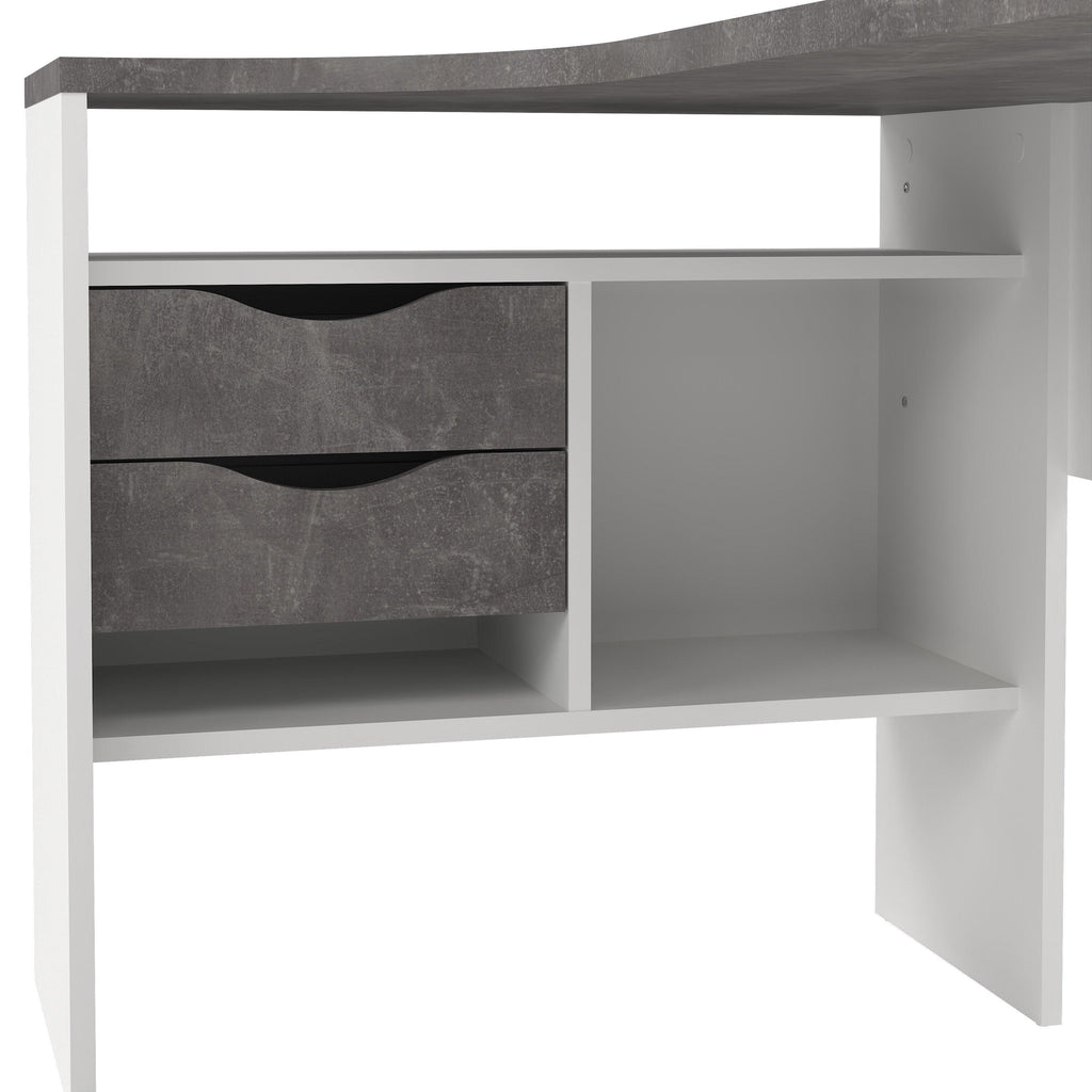 Function Plus Corner Desk 2 Drawers in White and Grey - image 9