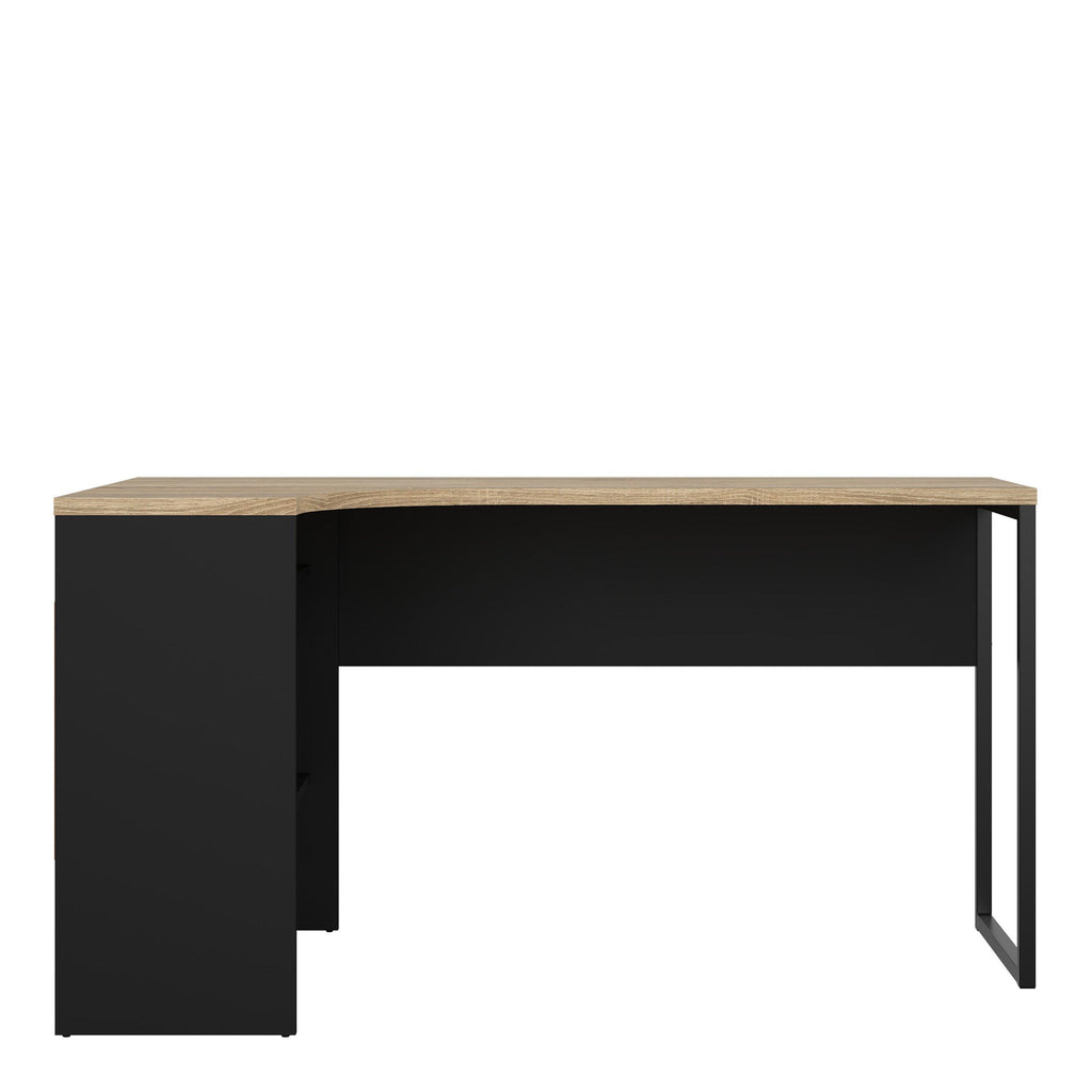 Function Plus Corner Desk 2 Drawers in Black Matt and Oak - image 2