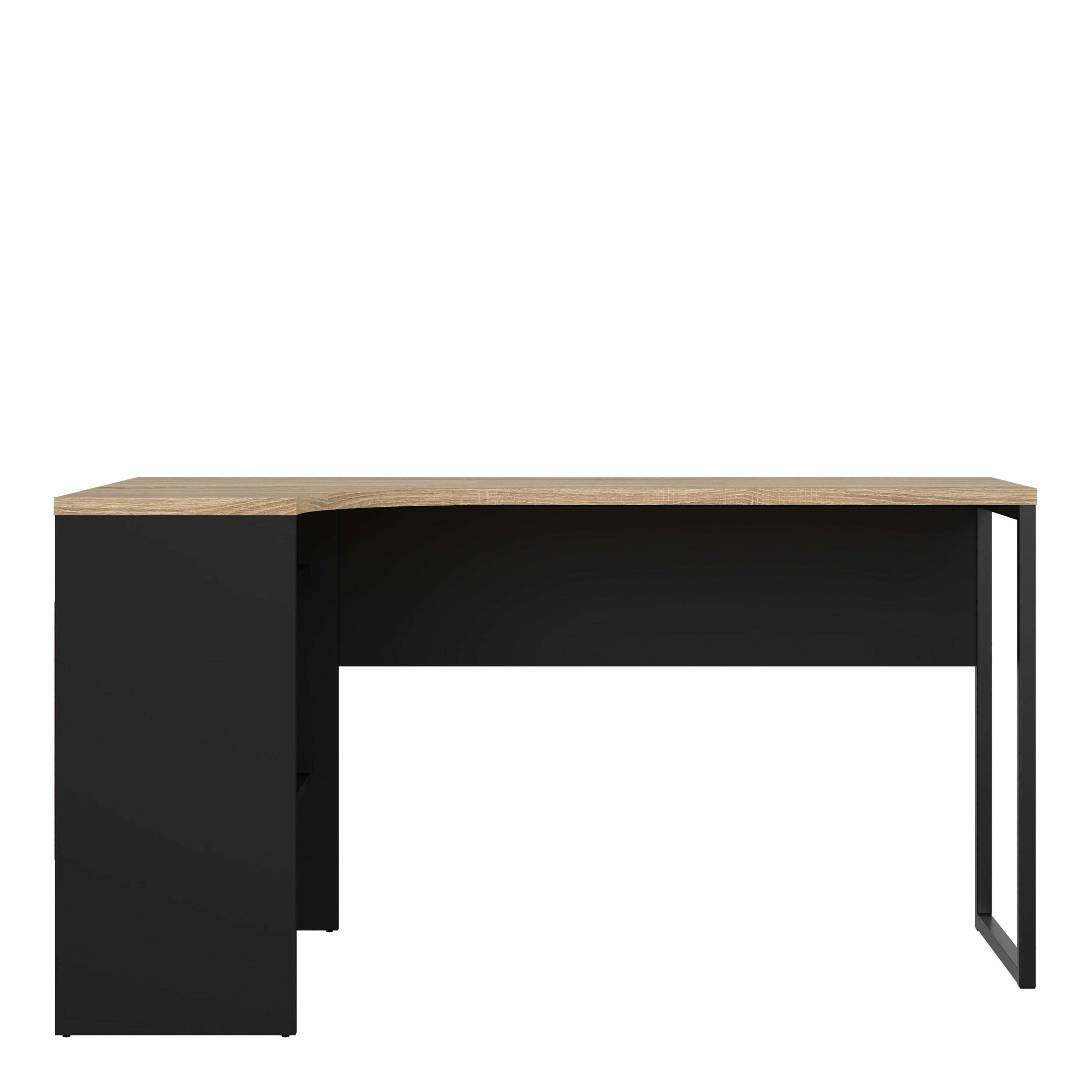 Function Plus Corner Desk 2 Drawers in Black Matt and Oak - image 2