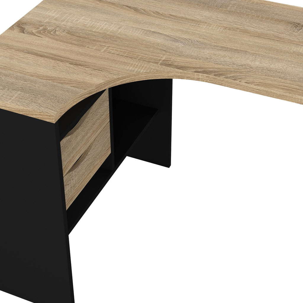 Function Plus Corner Desk 2 Drawers in Black Matt and Oak - image 7