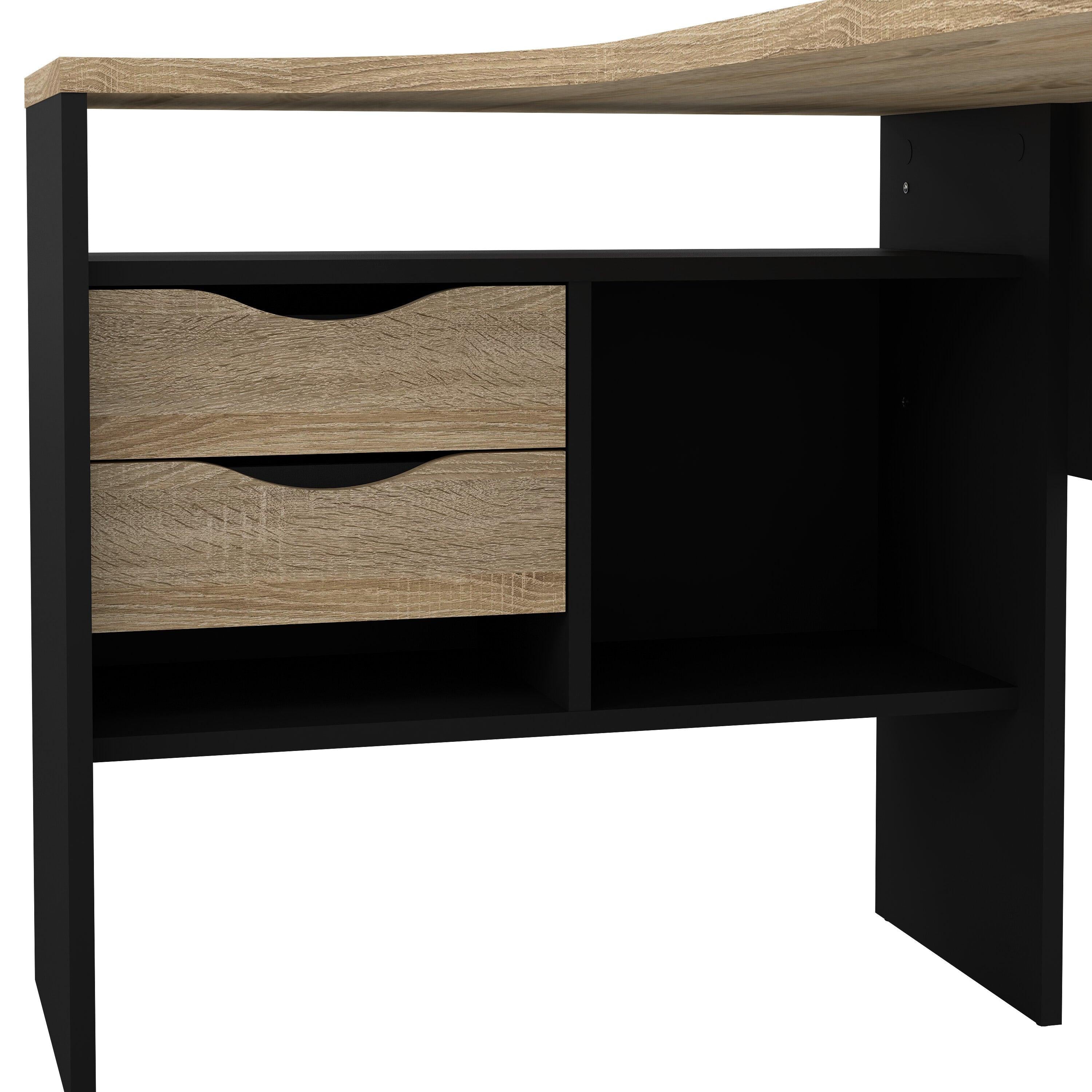Function Plus Corner Desk 2 Drawers in Black Matt and Oak - image 8