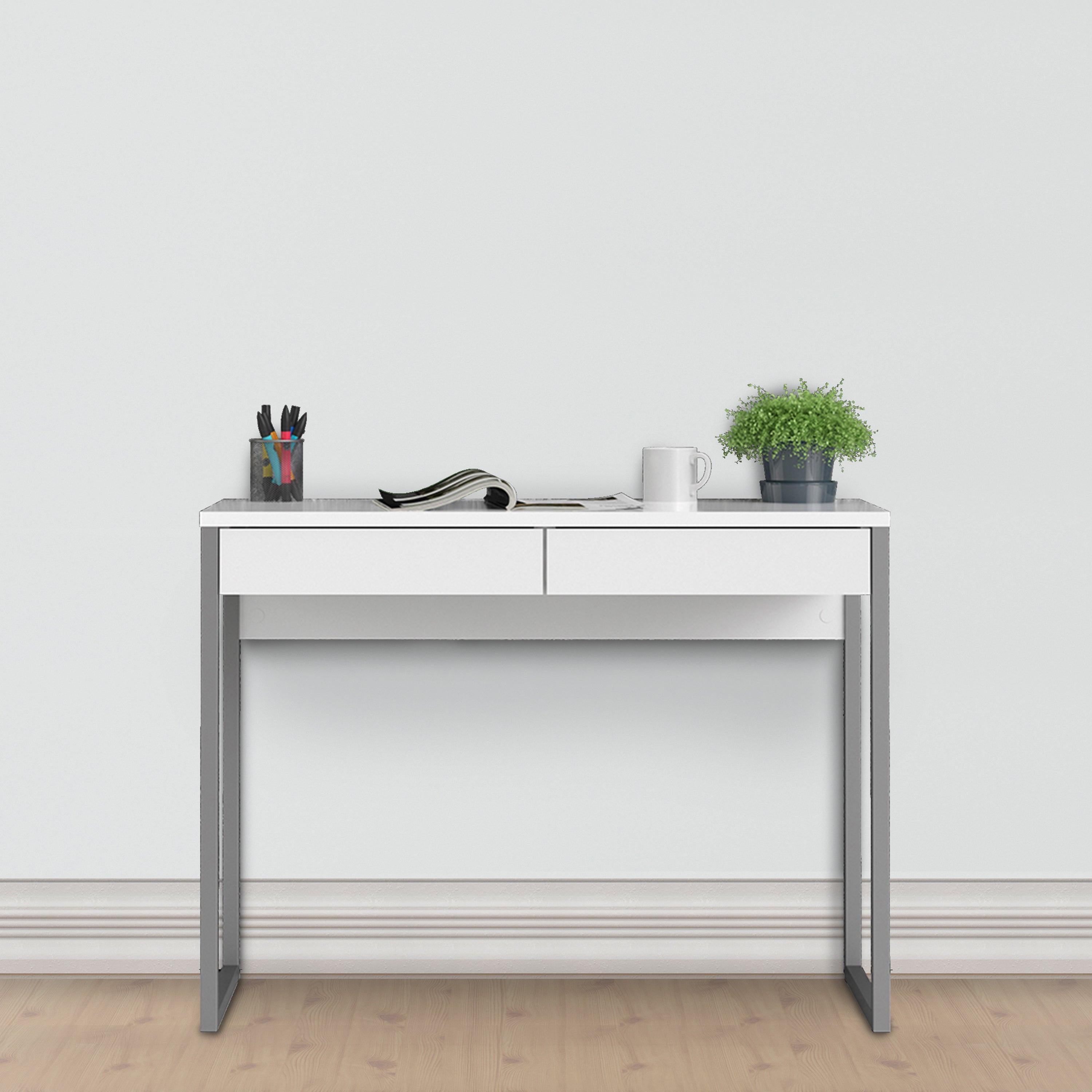 Function Plus Desk 2 Drawers in White High Gloss - image 5