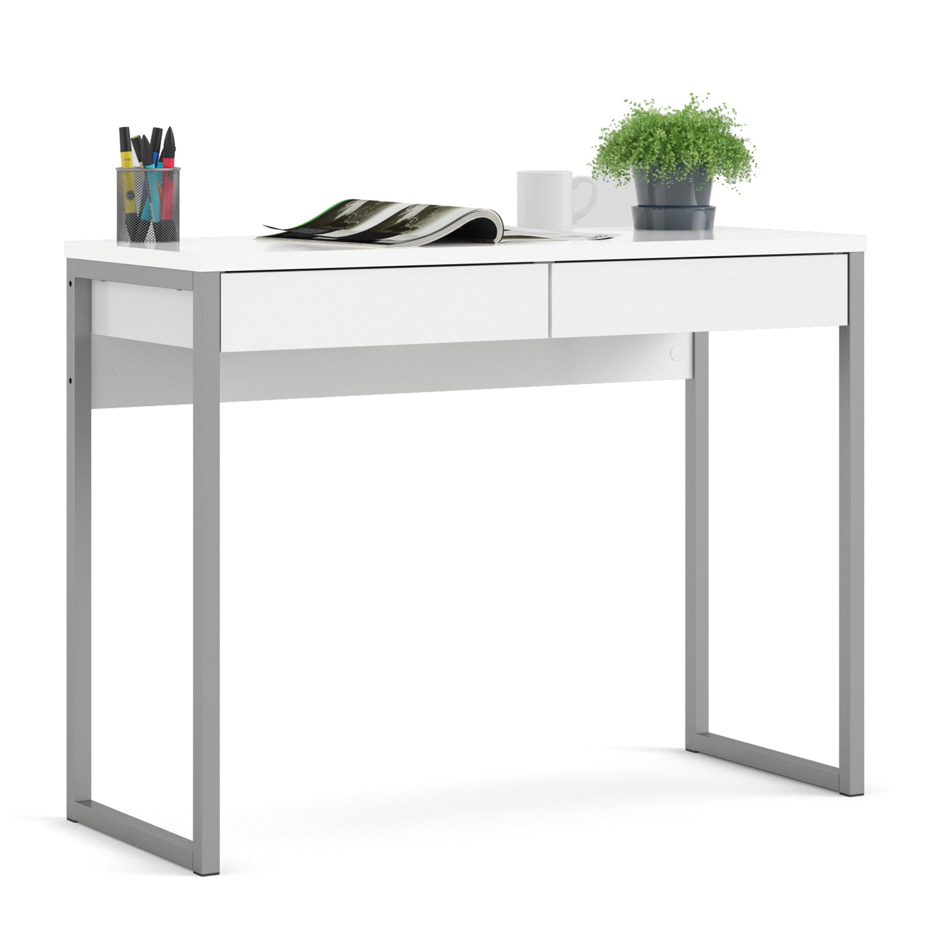 Function Plus Desk 2 Drawers in White High Gloss - image 6