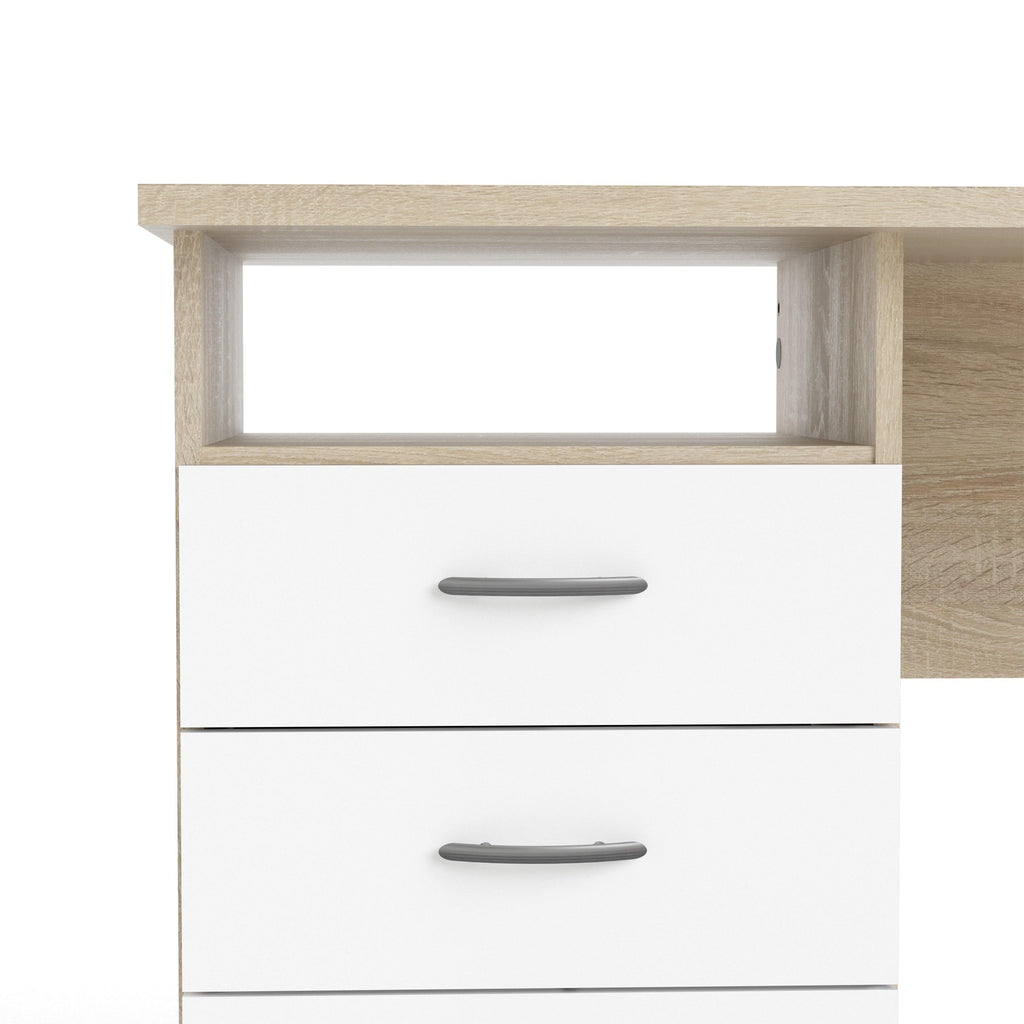 Function Plus Oak Desk 3 White Drawers - image 10