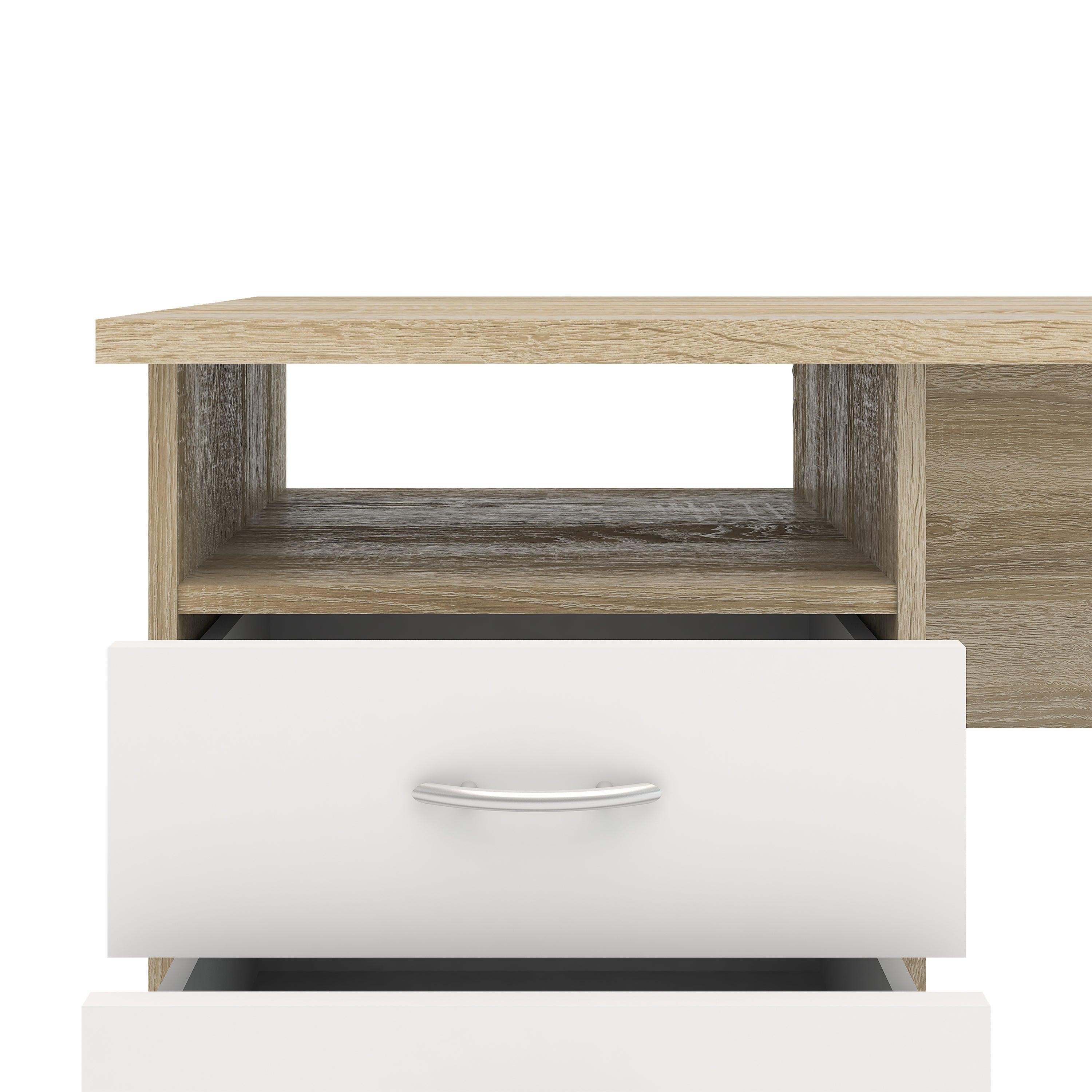 Function Plus Oak Desk 3 White Drawers - image 11