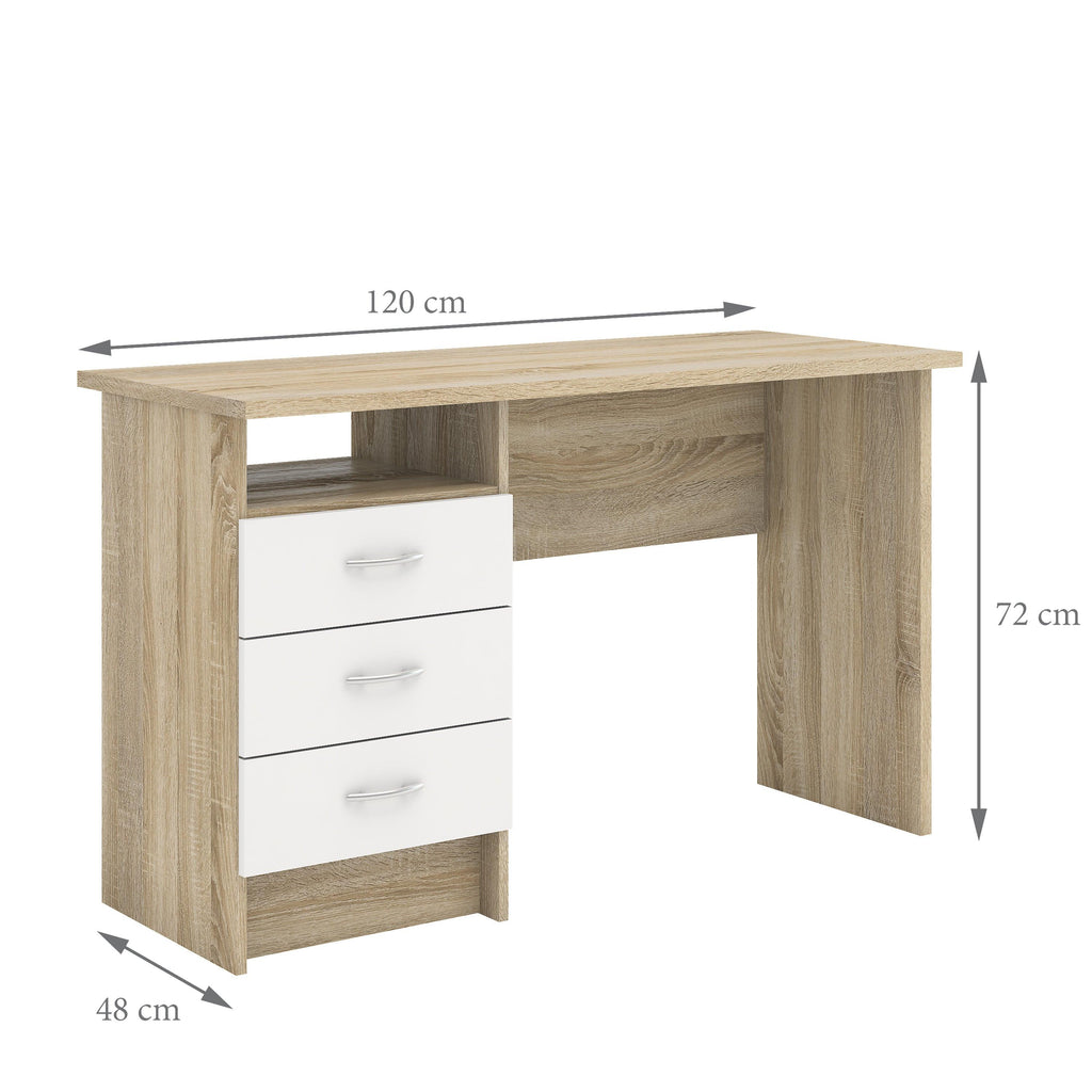 Function Plus Oak Desk 3 White Drawers - image 12
