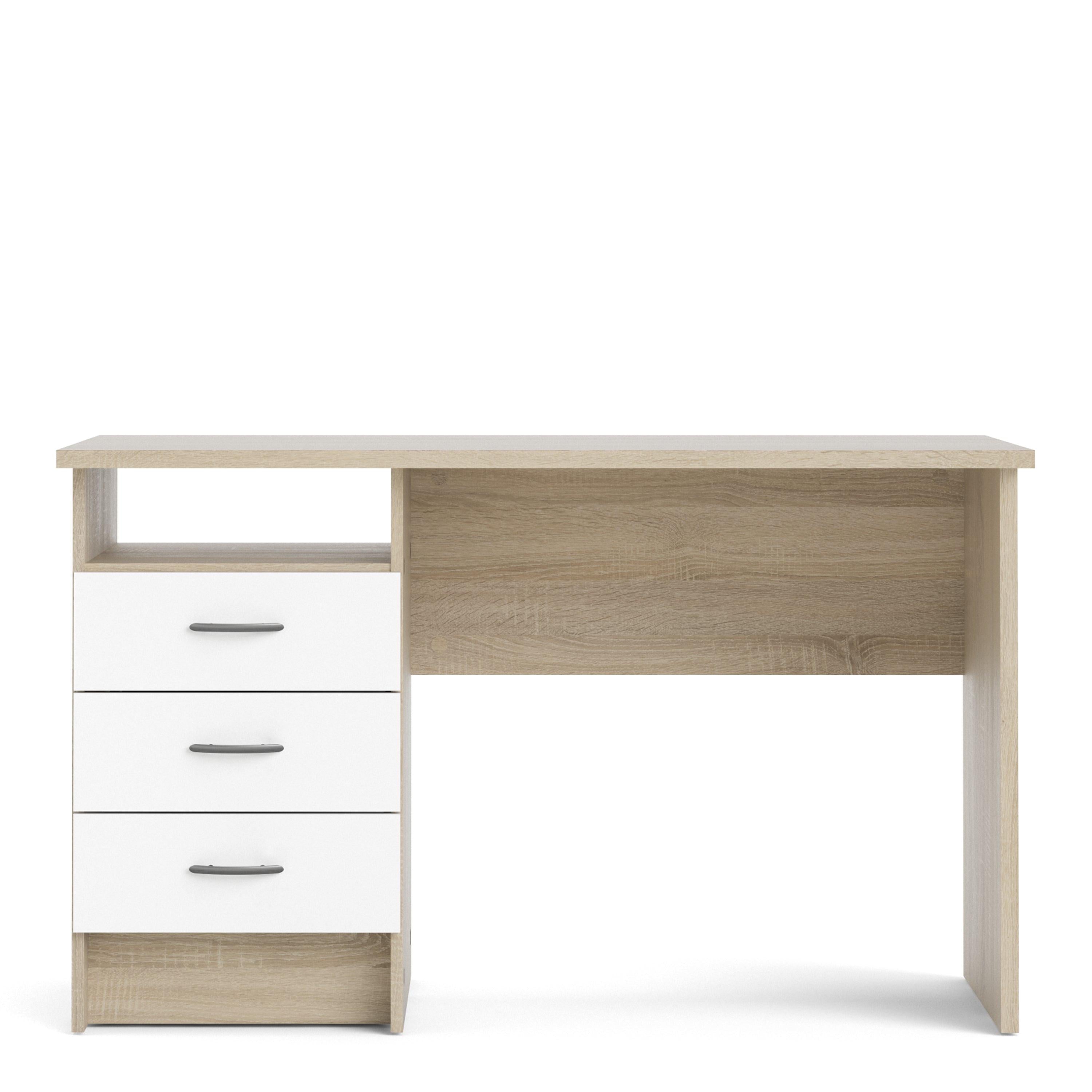 Function Plus Oak Desk 3 White Drawers - image 2