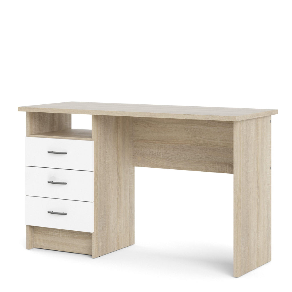 Function Plus Oak Desk 3 White Drawers - image 3
