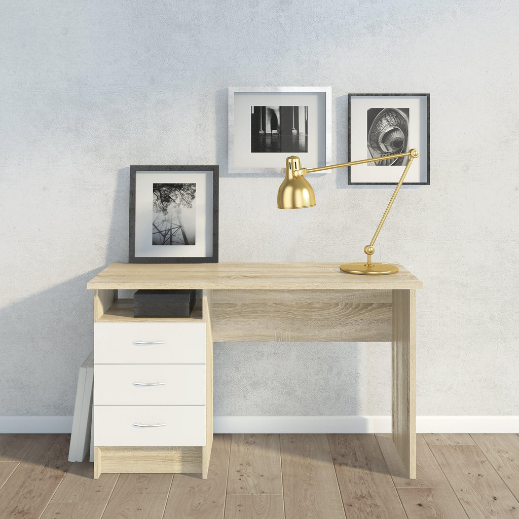 Function Plus Oak Desk 3 White Drawers - image 5