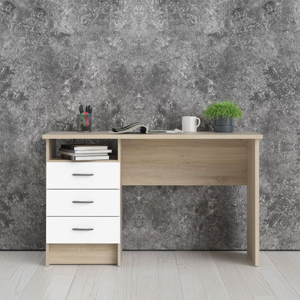 Function Plus Oak Desk 3 White Drawers - image 6
