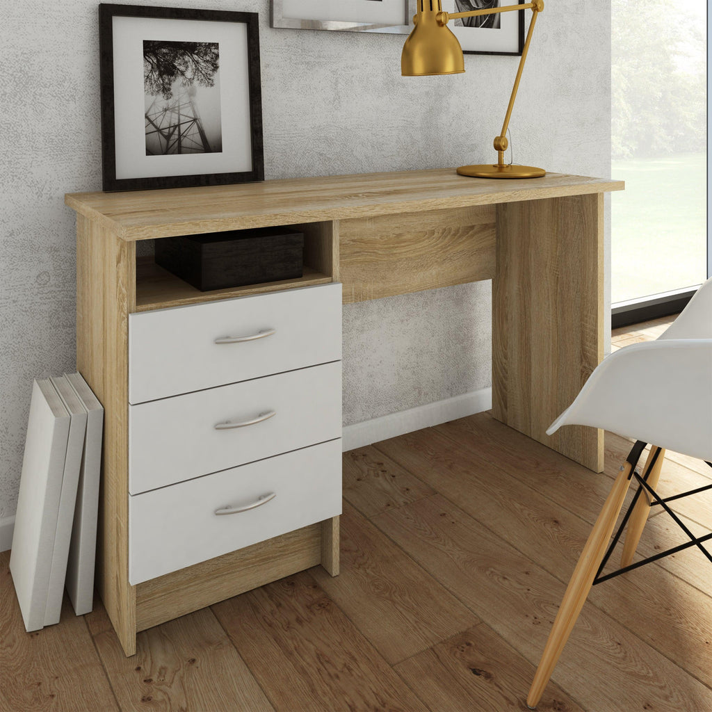Function Plus Oak Desk 3 White Drawers - image 7