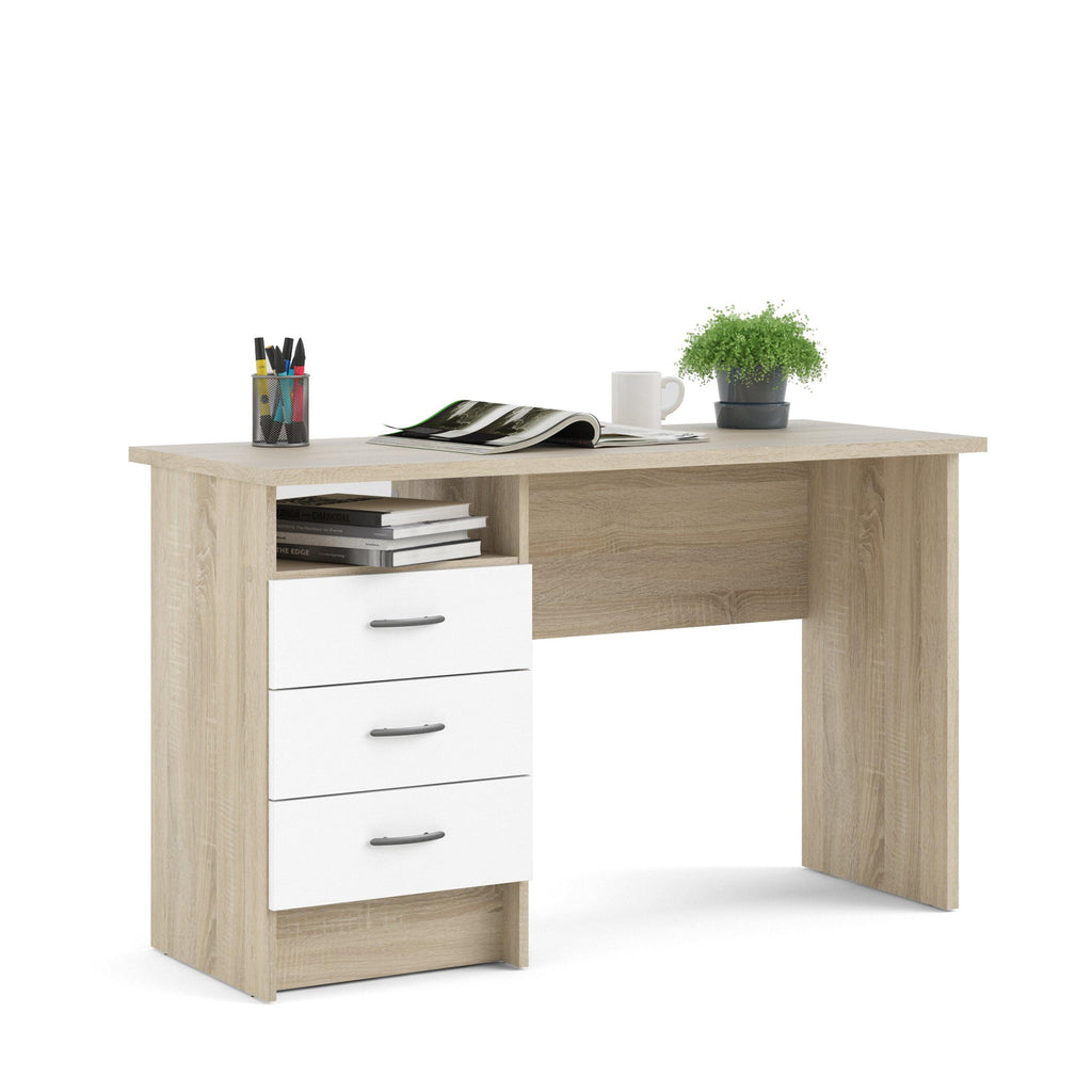 Function Plus Oak Desk 3 White Drawers - image 8