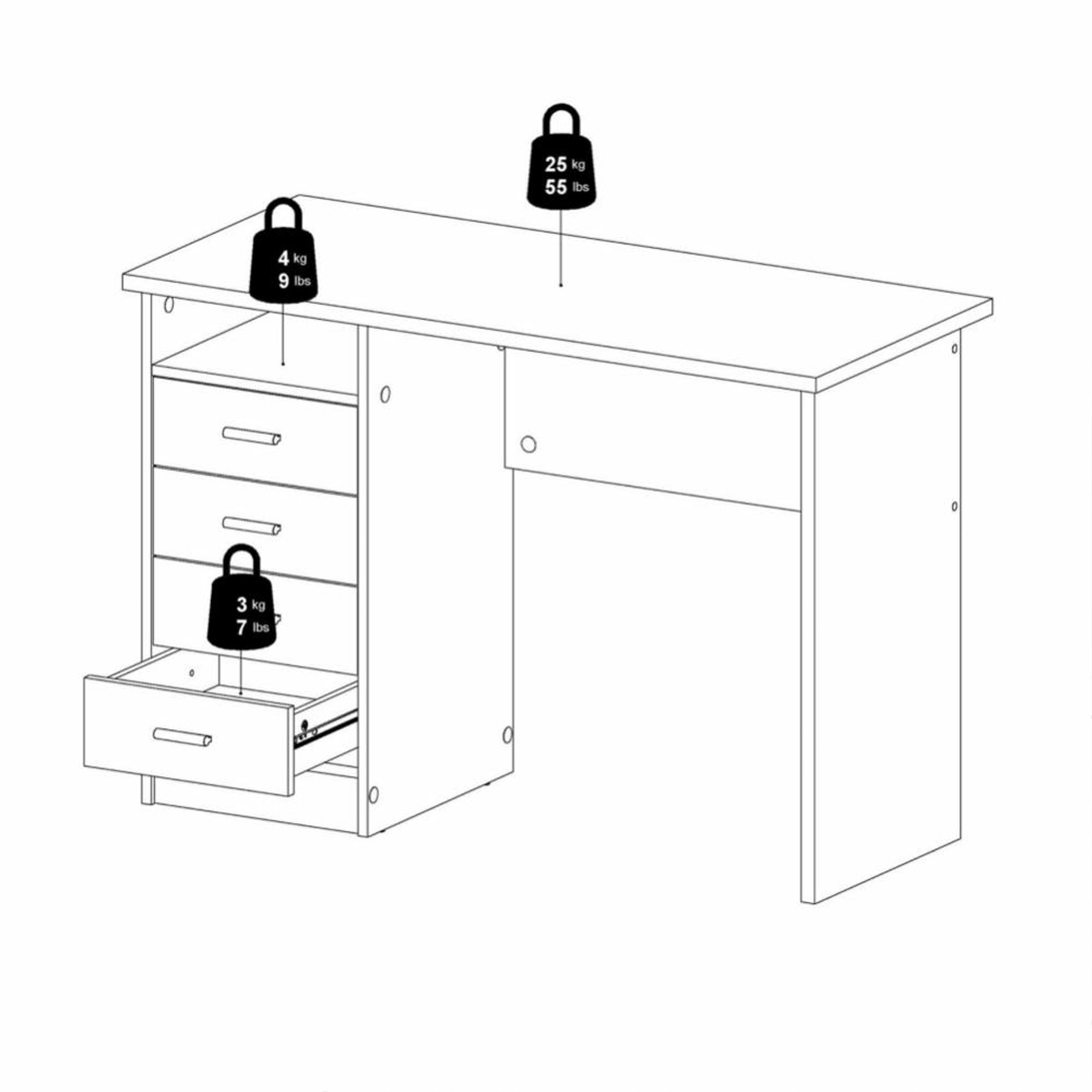 Function Plus 4 Drawer Desk in White - image 10