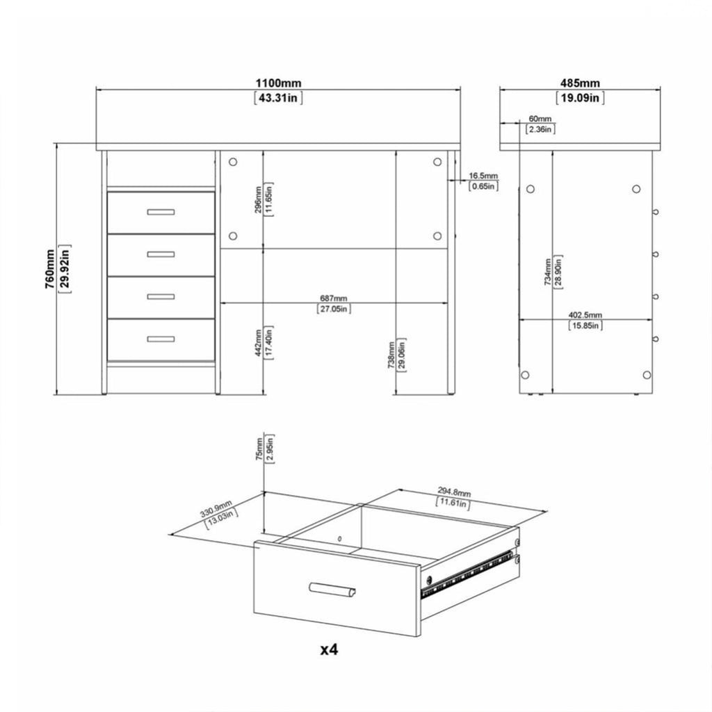 Function Plus 4 Drawer Desk in Oak - image 8