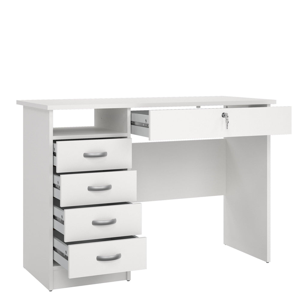 Function Plus Desk 5 Drawers in White - image 4