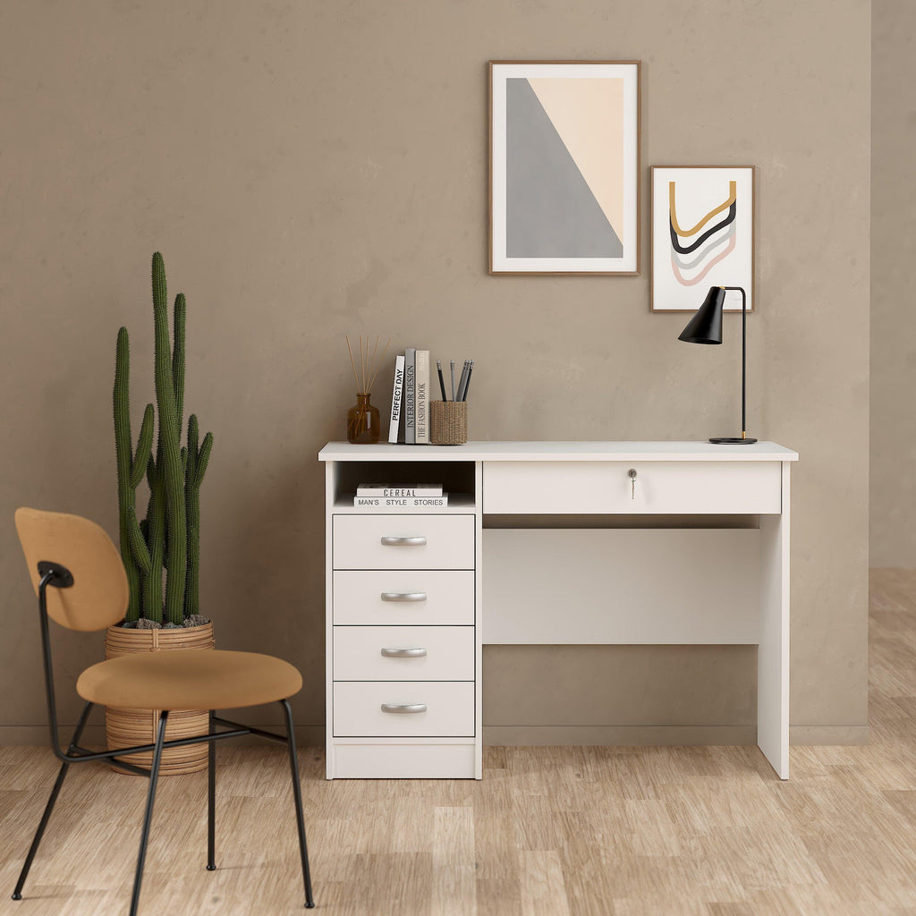 Function Plus Desk 5 Drawers in White - image 5