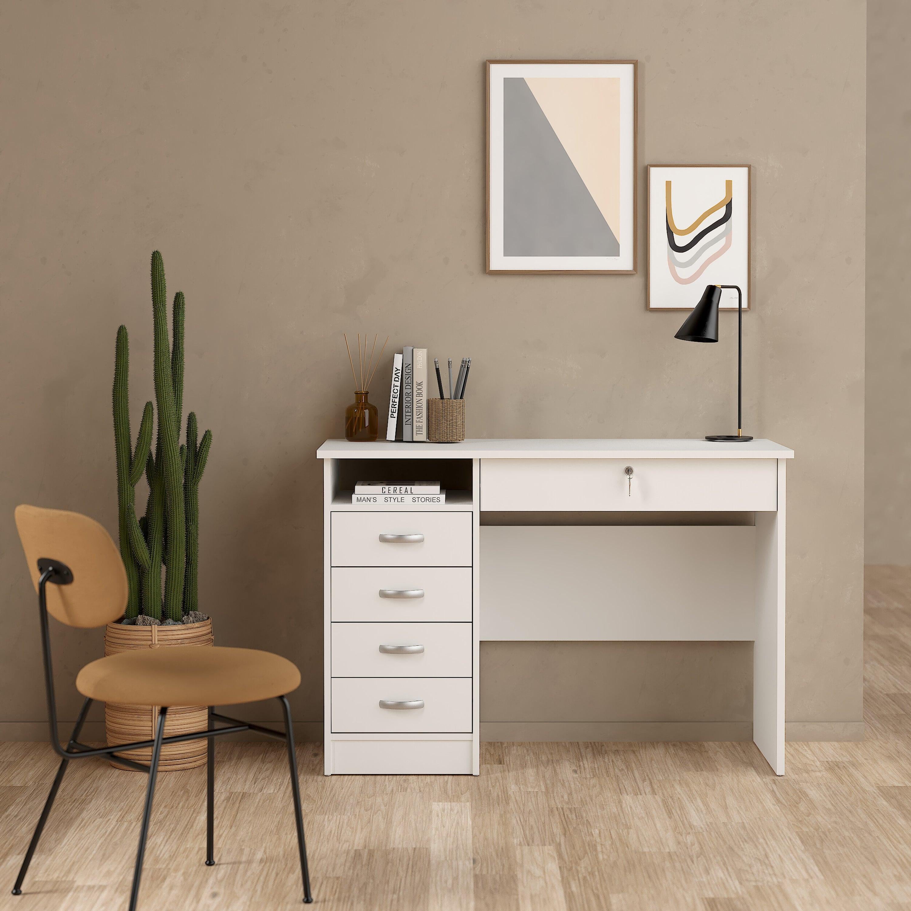 Function Plus Desk 5 Drawers in White - image 5