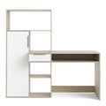 Function Plus Desk Multi Functional Desk with Drawer and 1 Door in White and Oak - image 2