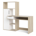 Function Plus Desk Multi Functional Desk with Drawer and 1 Door in White and Oak - image 3