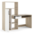 Function Plus Desk Multi Functional Desk with Drawer and 1 Door in White and Oak - image 4