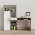 Function Plus Desk Multi Functional Desk with Drawer and 1 Door in White and Oak - image 5