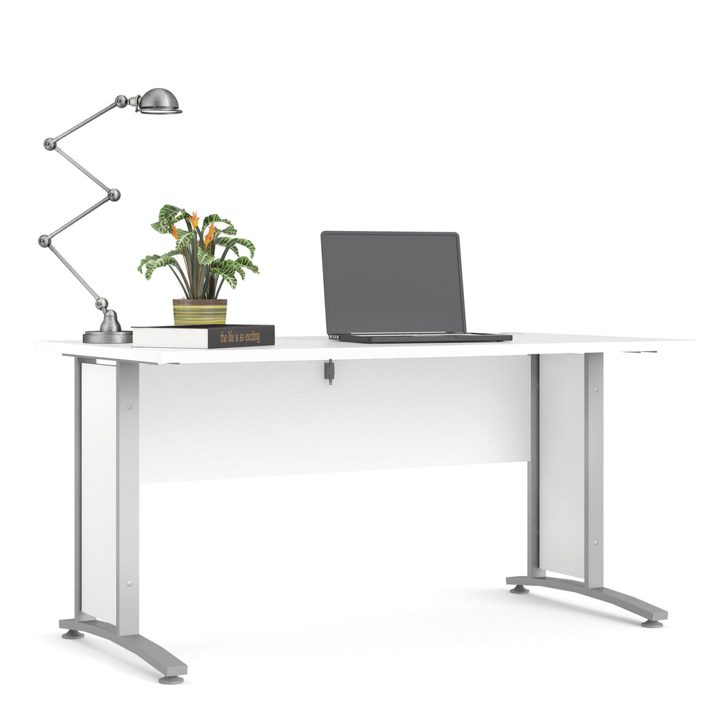 Prima Desk 150cm in White with Silver Grey Steel Legs - image 9