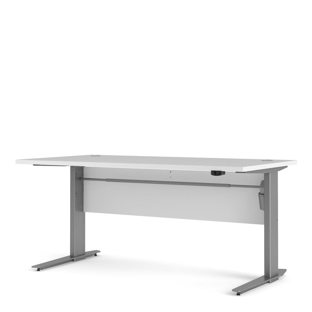 Prima Desk 150cm in White with Height Adjustable Legs with Electric Control in Silver Grey Steel - image 3