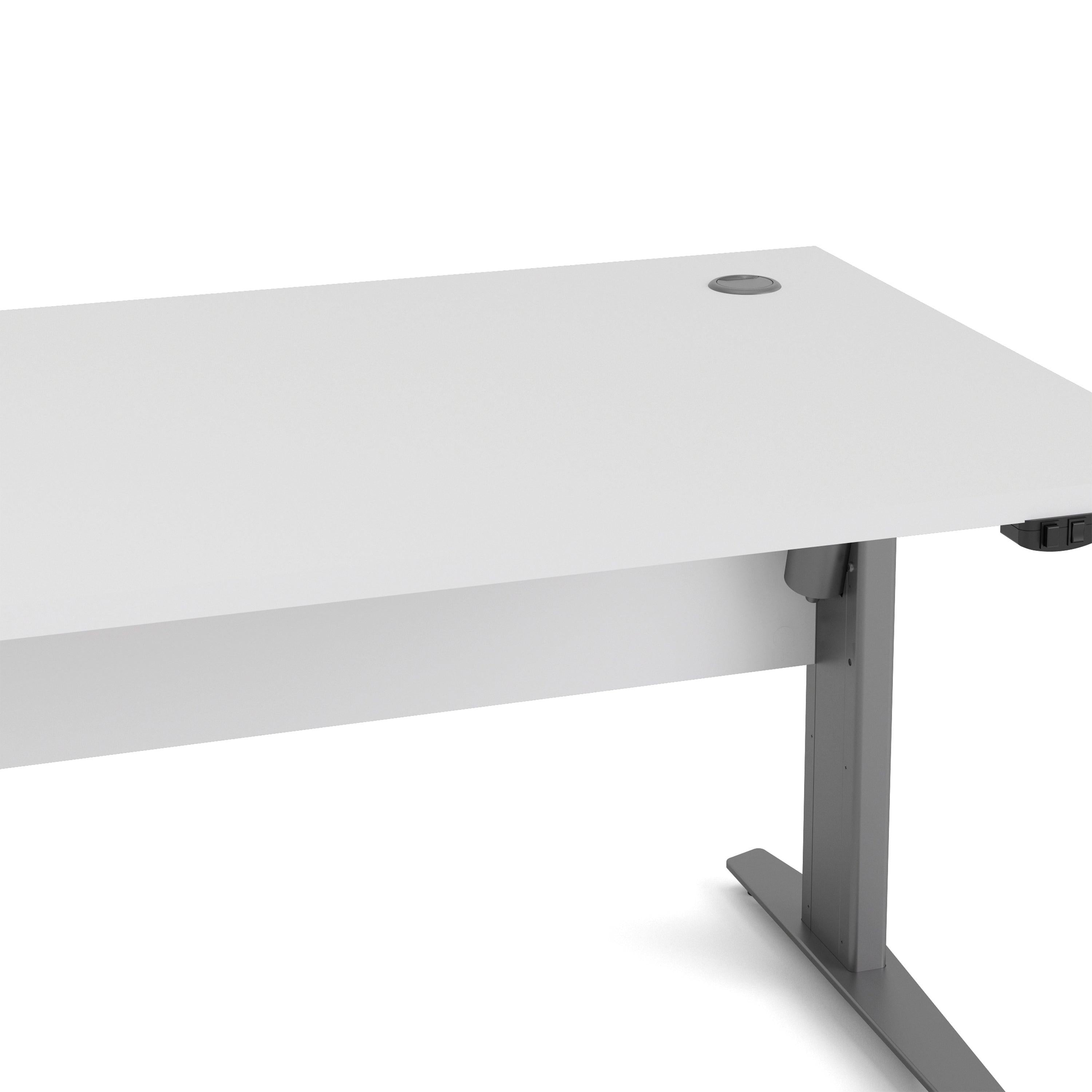Prima Desk 150cm in White with Height Adjustable Legs with Electric Control in Silver Grey Steel - image 7