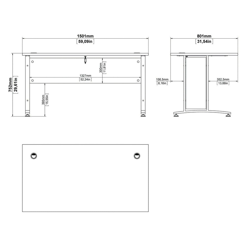 Prima Desk 150cm in White with White Legs - image 5