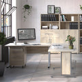 Prima Desk 150cm in Oak with Height Adjustable Legs with Electric Control in Silver Grey Steel - image 3