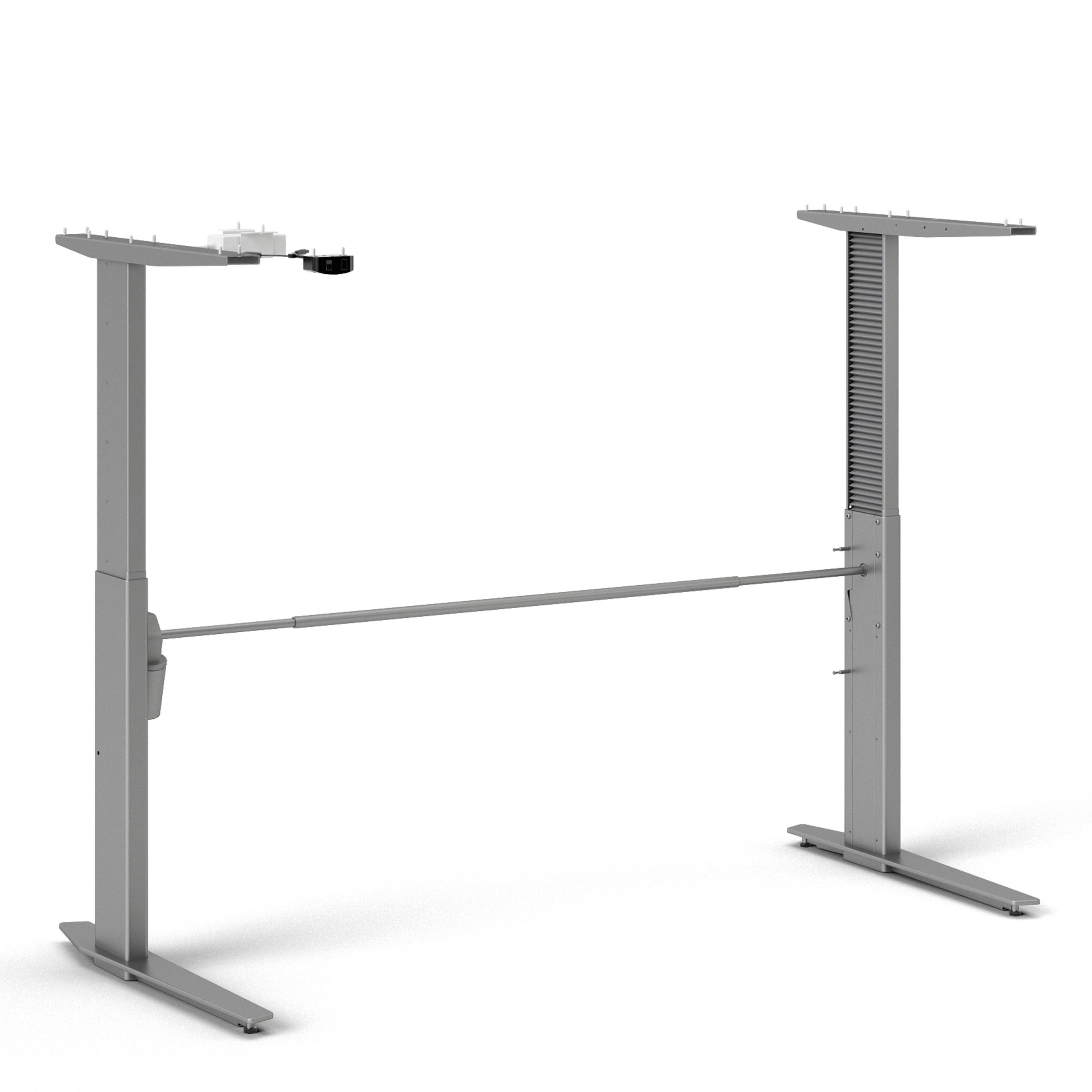 Prima Desk 150cm in Oak with Height Adjustable Legs with Electric Control in Silver Grey Steel - image 5