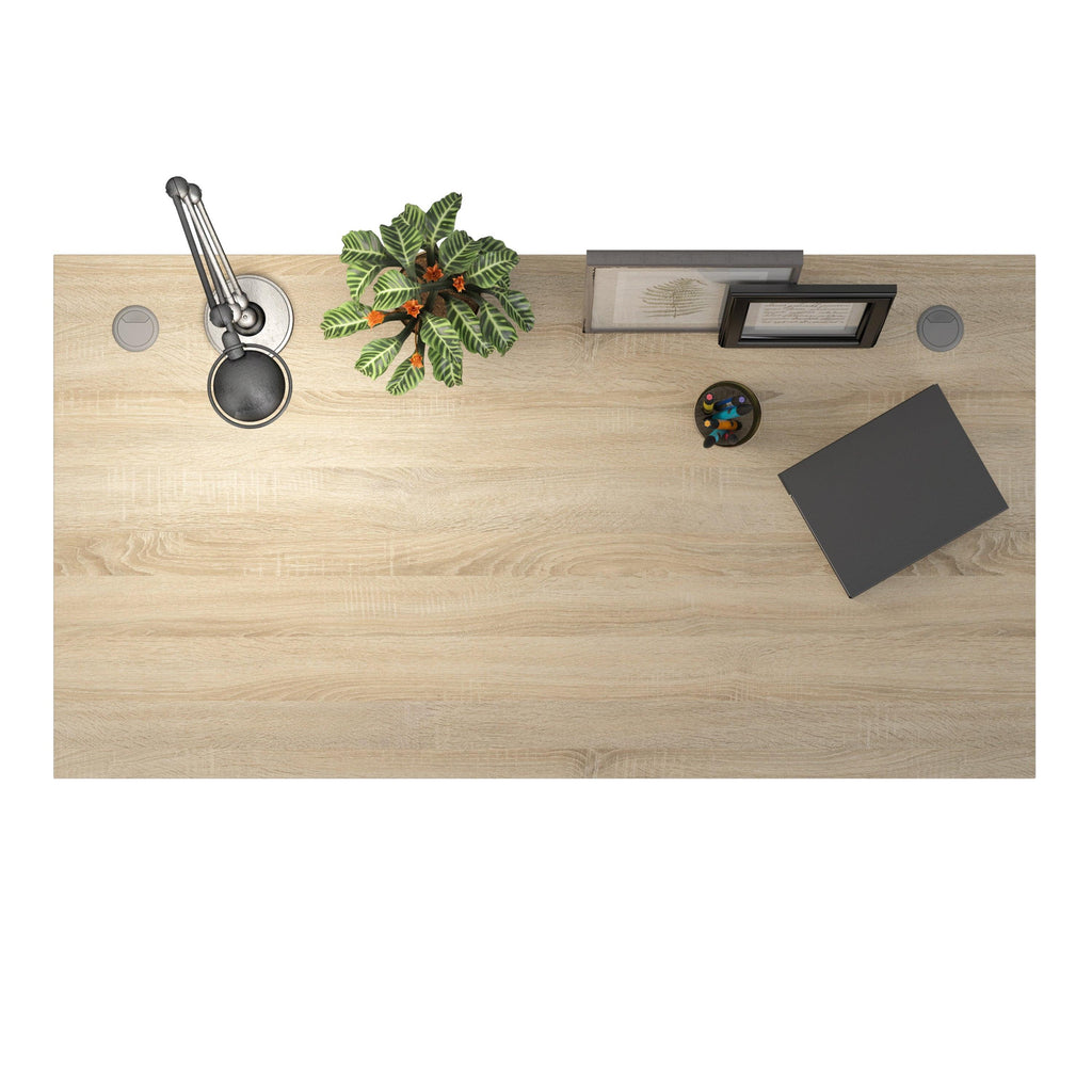 Prima Desk 150cm in Oak with Height Adjustable Legs with Electric Control in White - image 2
