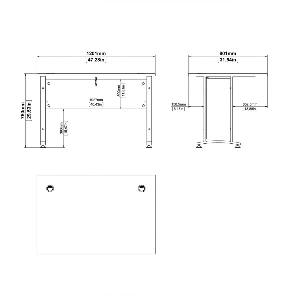 Prima Desk 120cm in White with Silver Grey Steel Legs - image 12