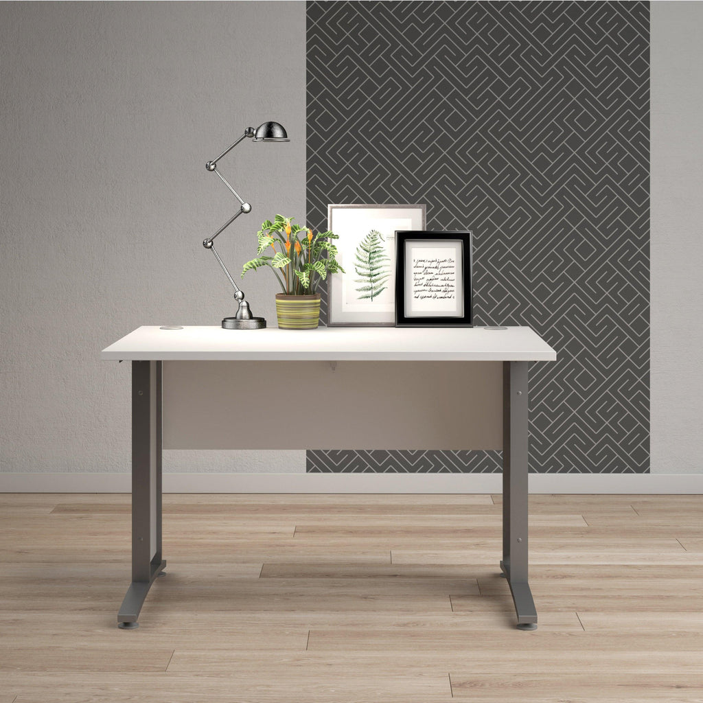Prima Desk 120cm in White with Silver Grey Steel Legs - image 7