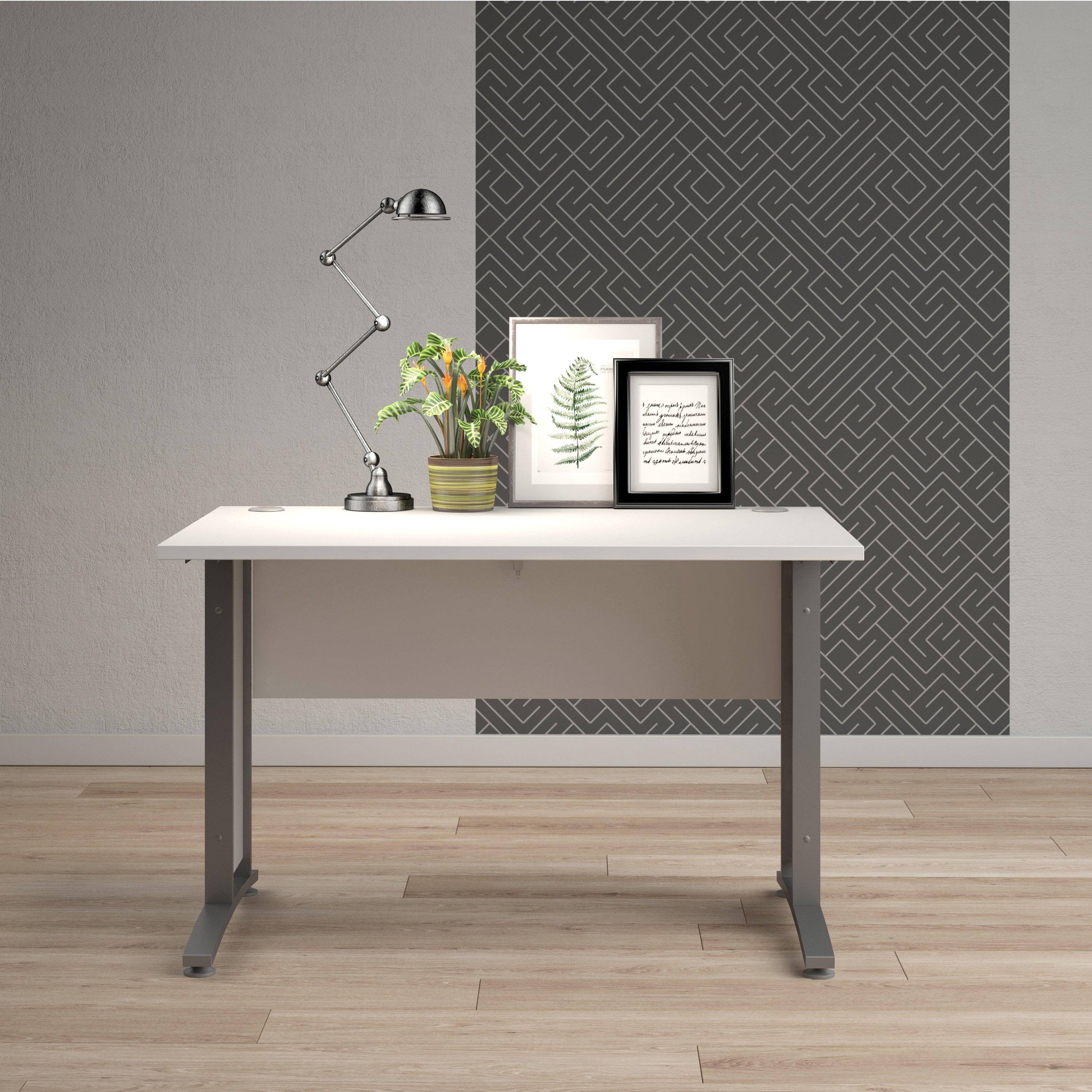 Prima Desk 120cm in White with Silver Grey Steel Legs - image 7
