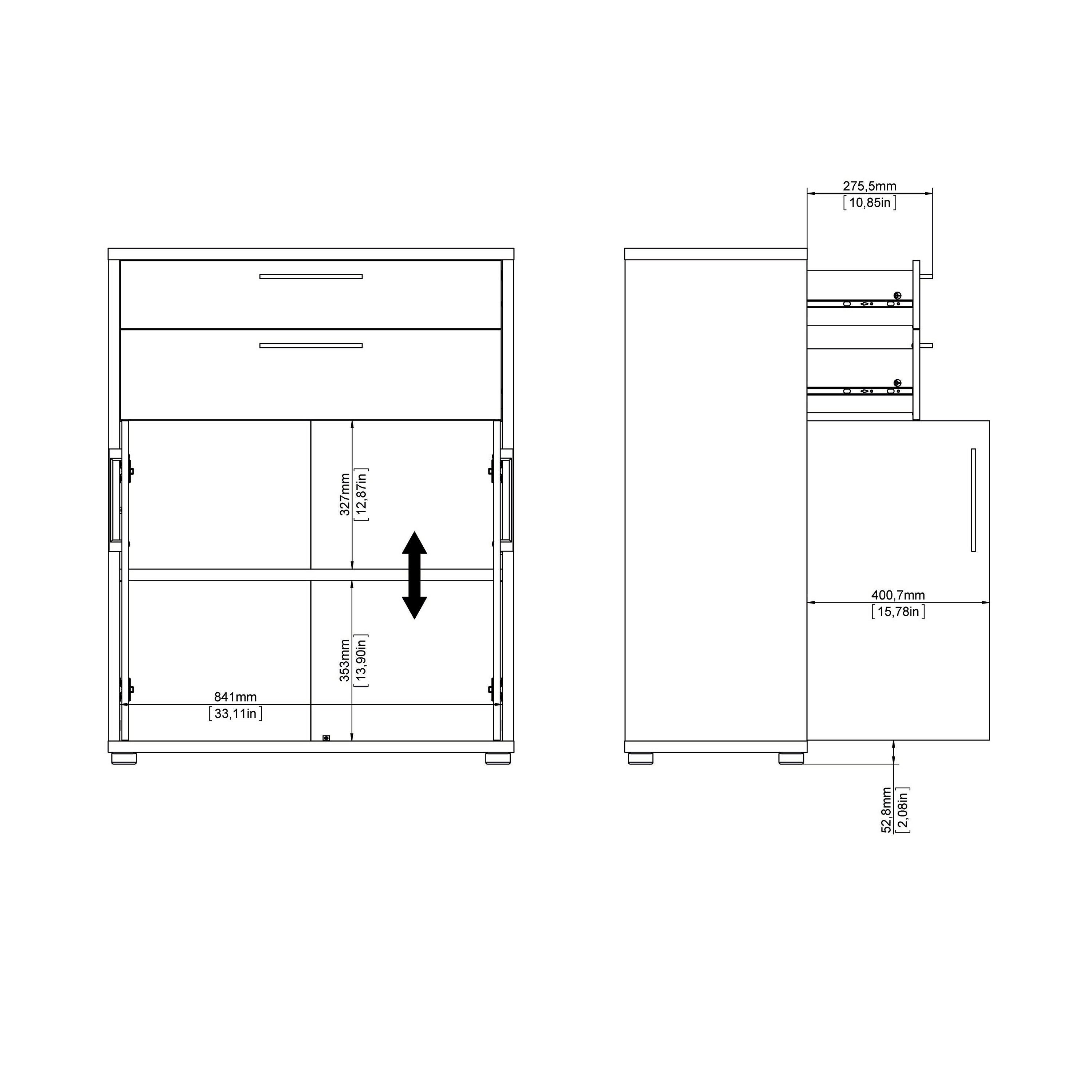 Prima Bookcase 3 Shelves with 2 Drawers 2 Doors in White - image 12