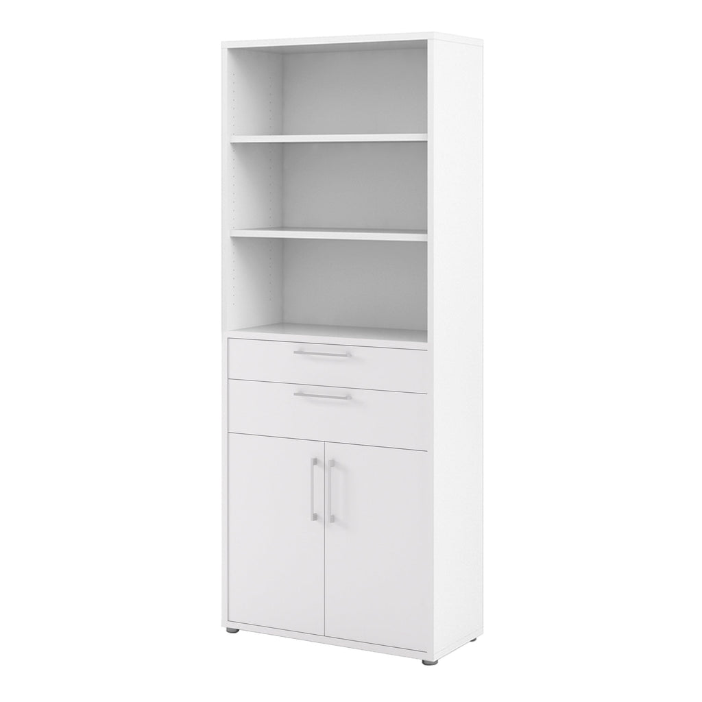 Prima Bookcase 3 Shelves with 2 Drawers 2 Doors in White - image 3