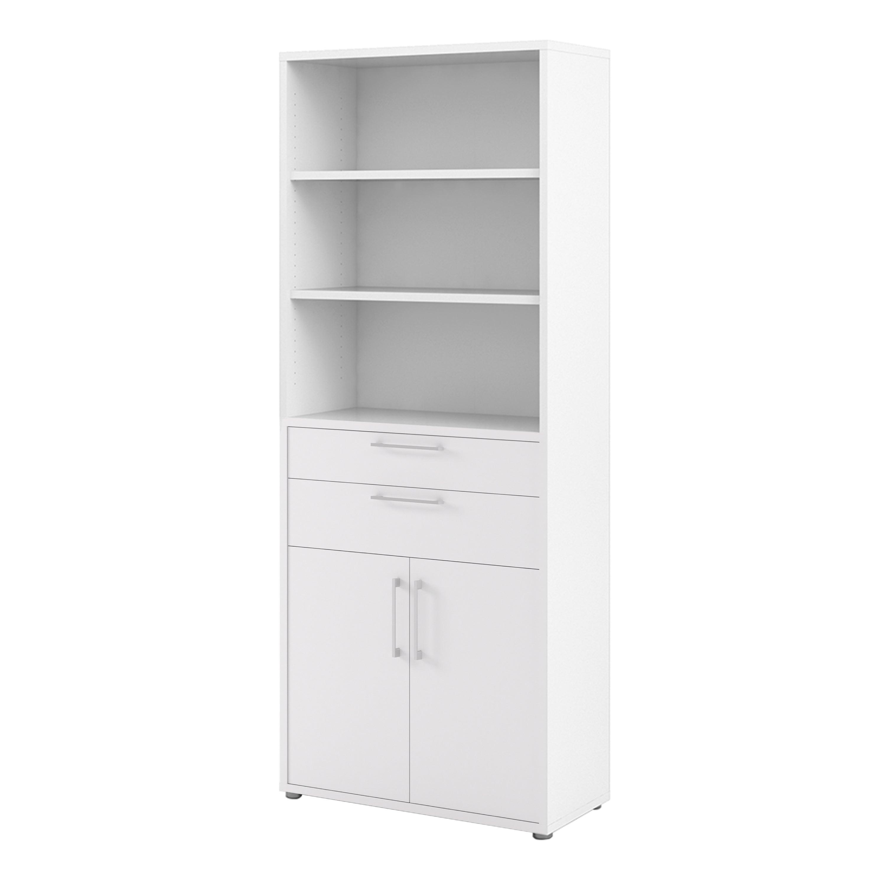 Prima Bookcase 3 Shelves with 2 Drawers 2 Doors in White - image 3