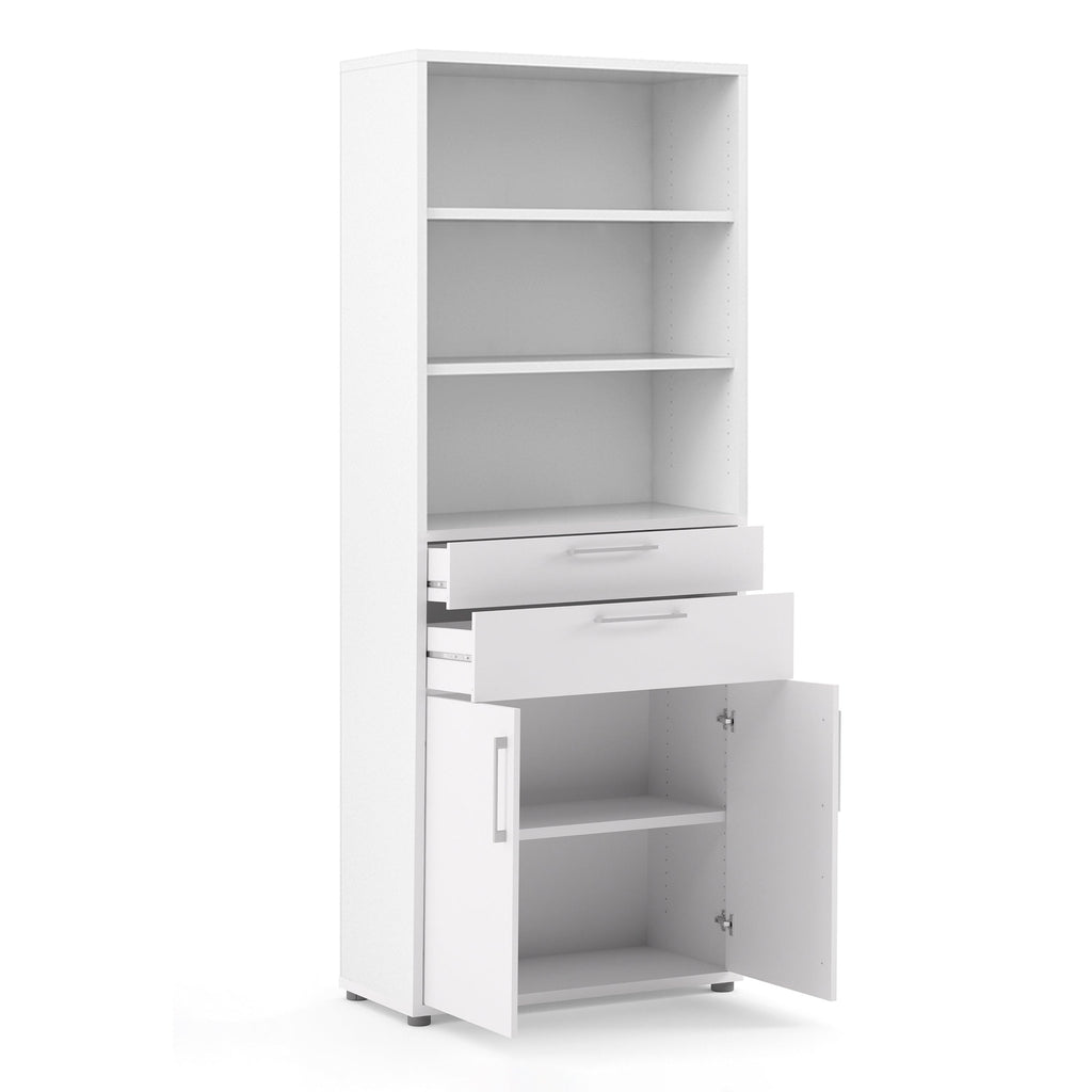 Prima Bookcase 3 Shelves with 2 Drawers 2 Doors in White - image 4