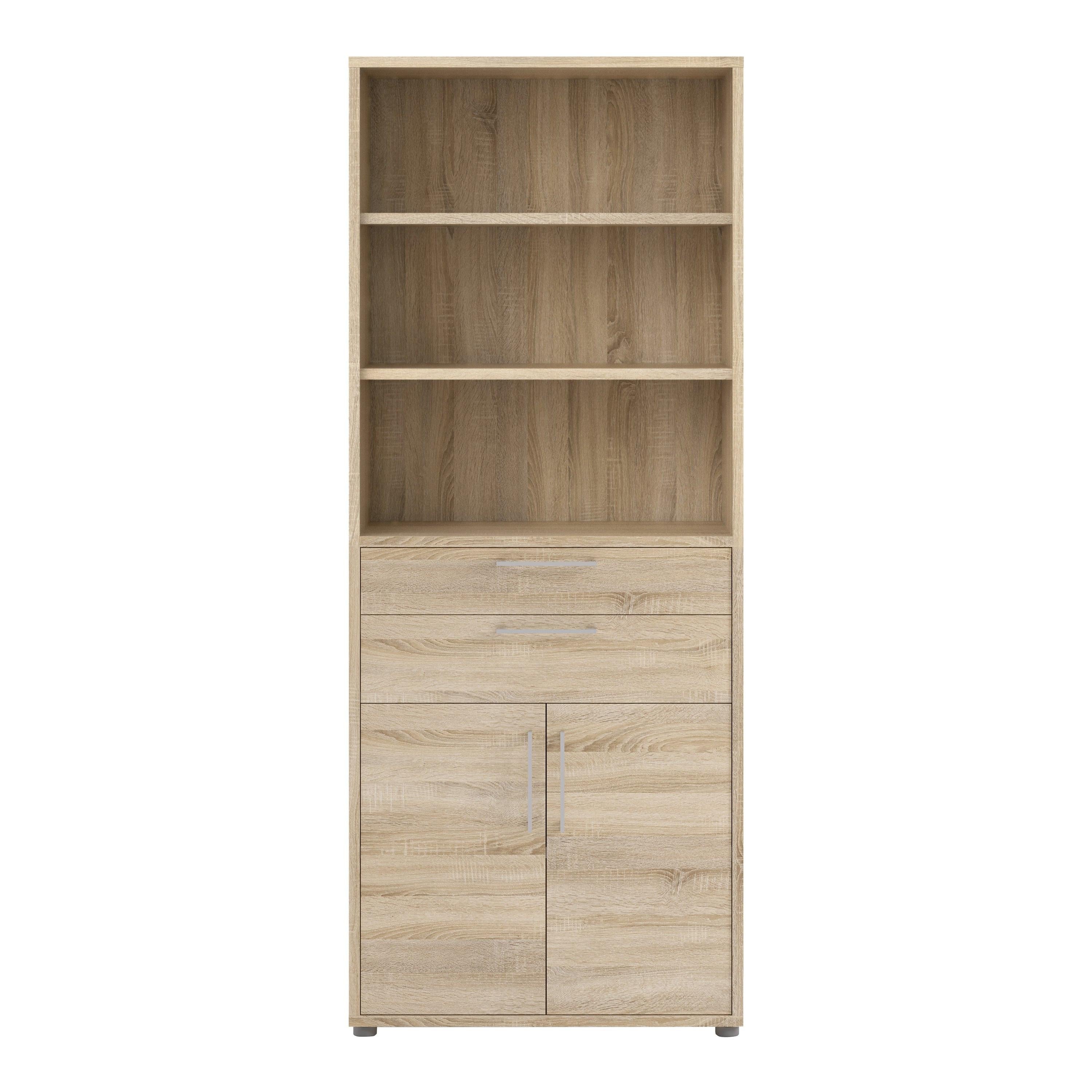 Prima Bookcase 3 Shelves with 2 Drawers 2 Doors in Oak - image 2